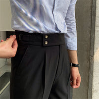 Men's Drape High Waist Straight Leg Pants Casual