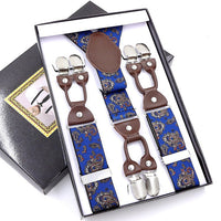 Men's Six Clip Suspenders Jacquard Suspenders