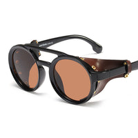 Round Sunglasses, Steampunk Glasses, Personalized Leather Sunglasses