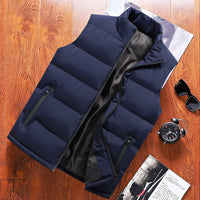 Men's Casual Vest Solid Color Stand Up Collar Vest Warm Jacket