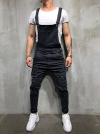 Foreign Trade Men's Jeans New Style Men's Denim Suspenders Ripped Suspenders Large Size New Suspenders