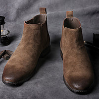 Boot Retro Casual Trend Mid-Cut Leather Boots High-Cut Ankle Boots