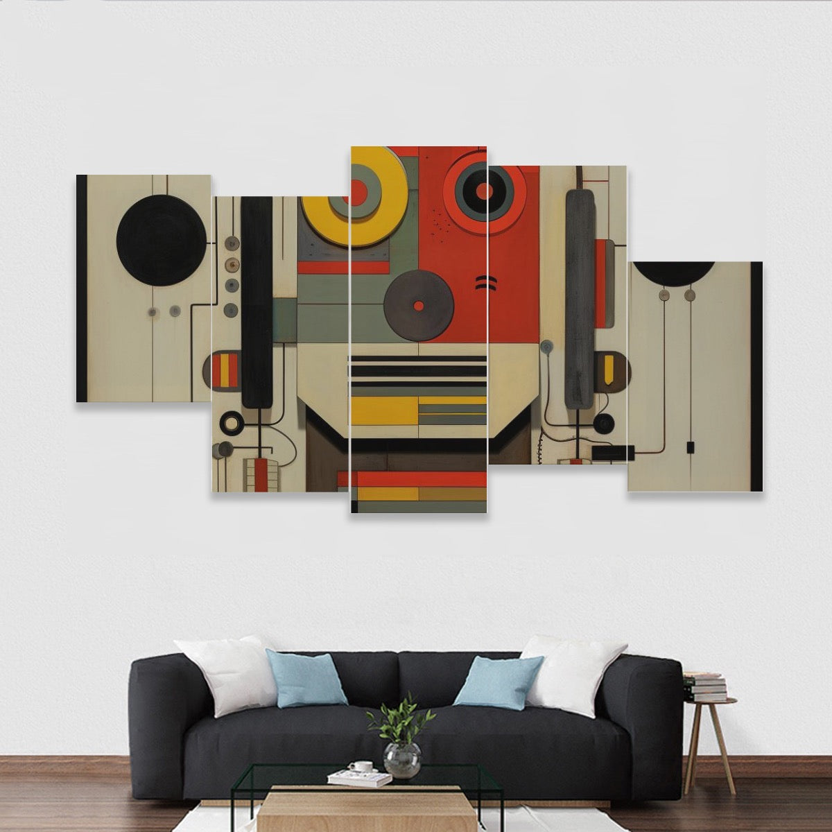 Five-piece Framed Robot Murals