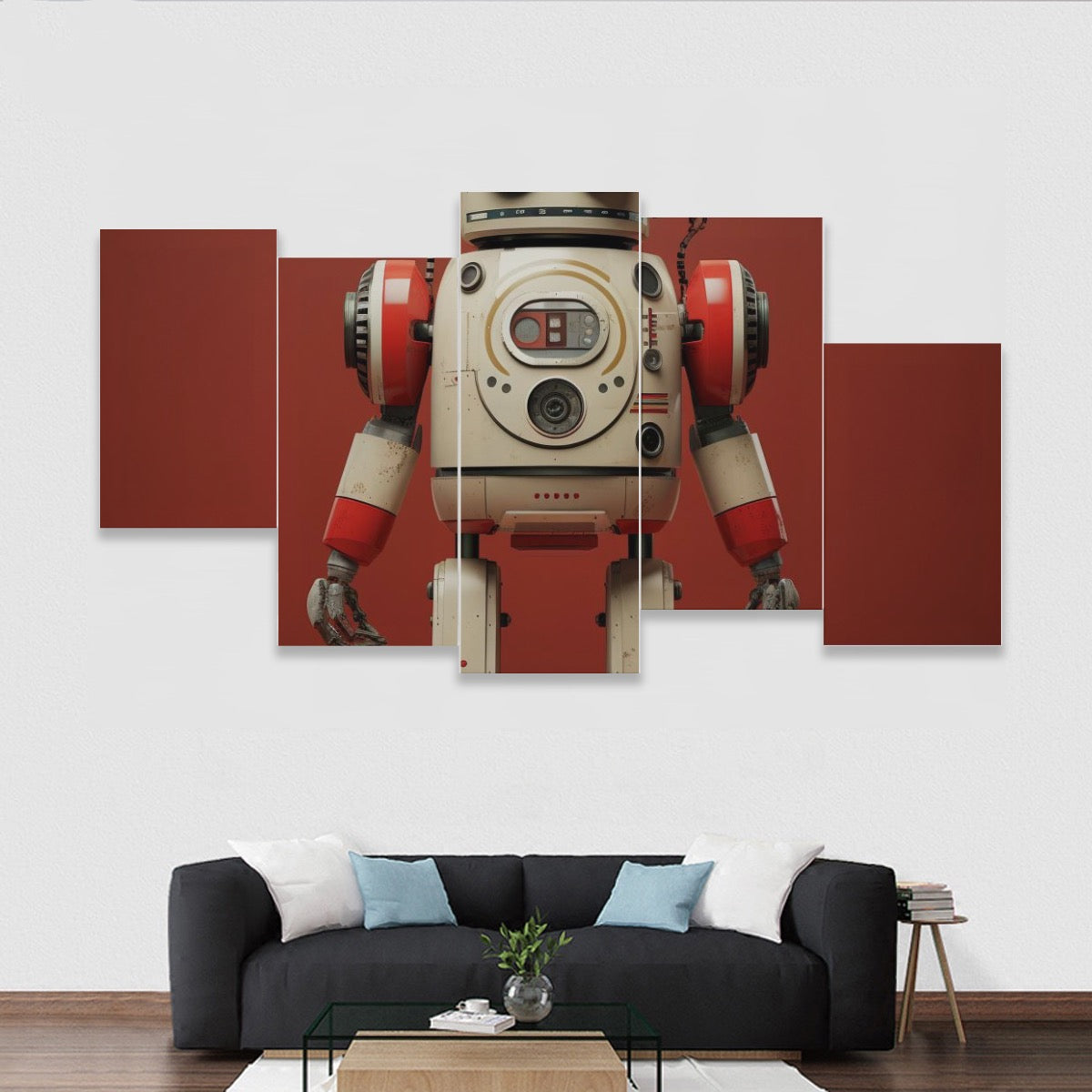 Five-piece Framed Robot Murals