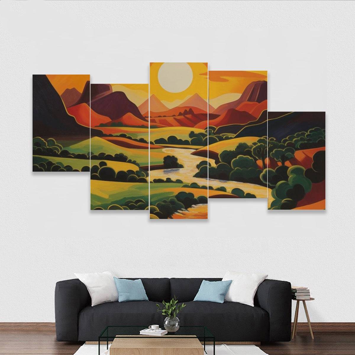Five-piece Framed Murals