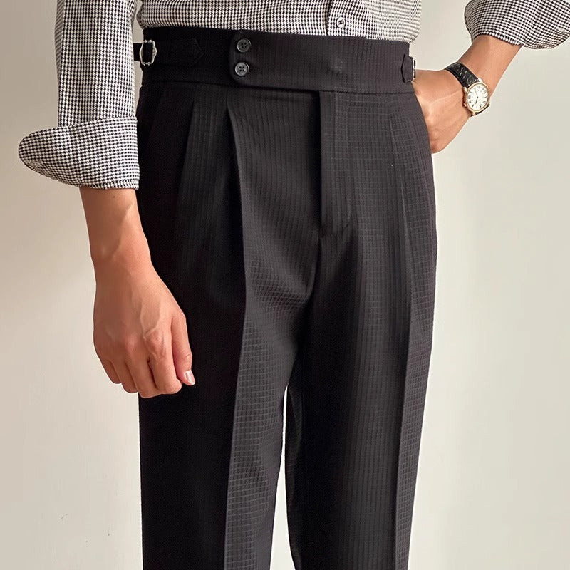 Waffle Straight Naples High Waist Suit Pants