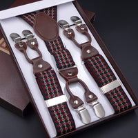 Men's Six Clip Suspenders Jacquard Suspenders