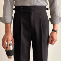Waffle Straight Naples High Waist Suit Pants