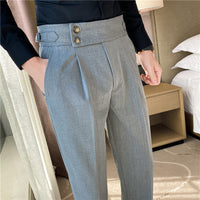 Men's Italian Striped Casual High Waist Business Casual Pants
