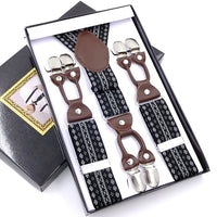 Men's Six Clip Suspenders Jacquard Suspenders