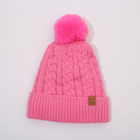 Fleece-lined Thickened Knitting Warm Men's And Women's Wool Hats With Fur Ball