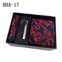 Paisley Men's Tie Square Cuff Tie Clip Gift Set Business Casual Tie Black Gift Box
