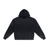 Hand-Frayed Sunfaded Zip Hoodie