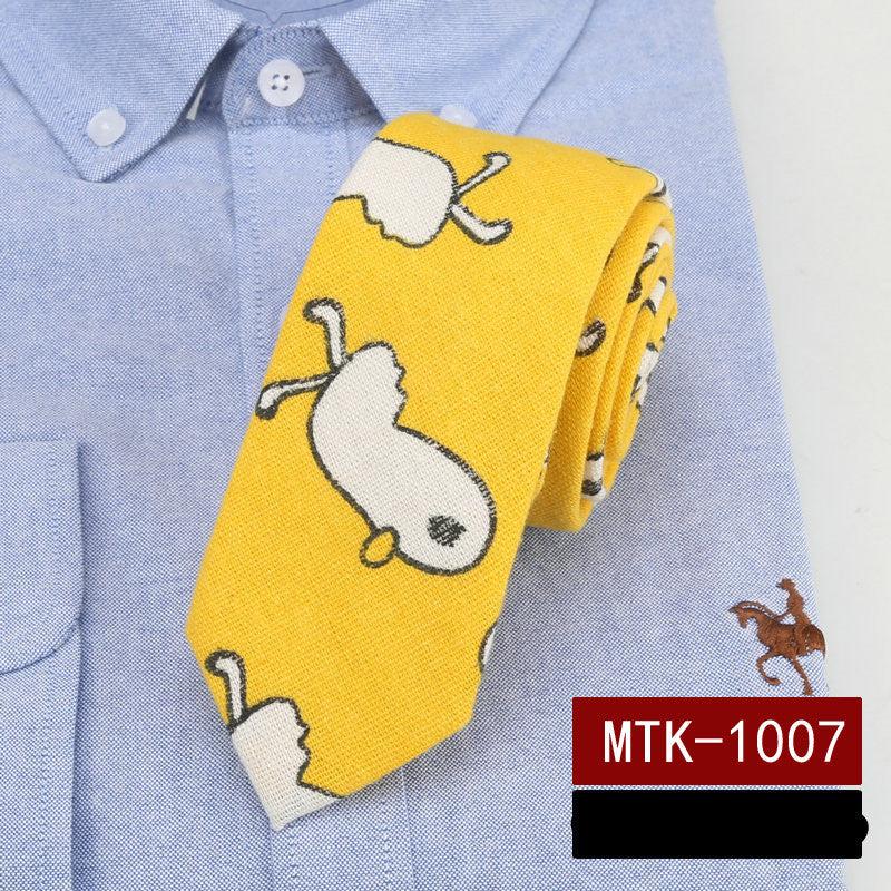 Cartoon cotton and linen tie