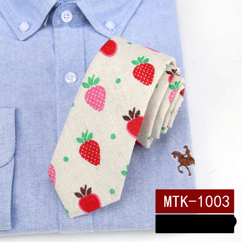 Cartoon cotton and linen tie