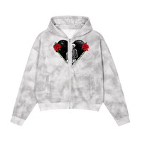 Dirty Washed Boxy Zip-Up Fleece Hoodie