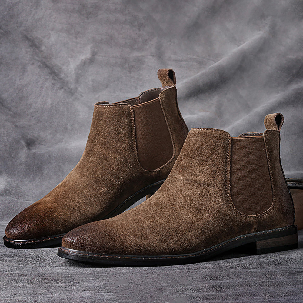 Boot Retro Casual Trend Mid-Cut Leather Boots High-Cut  Ankle Boots