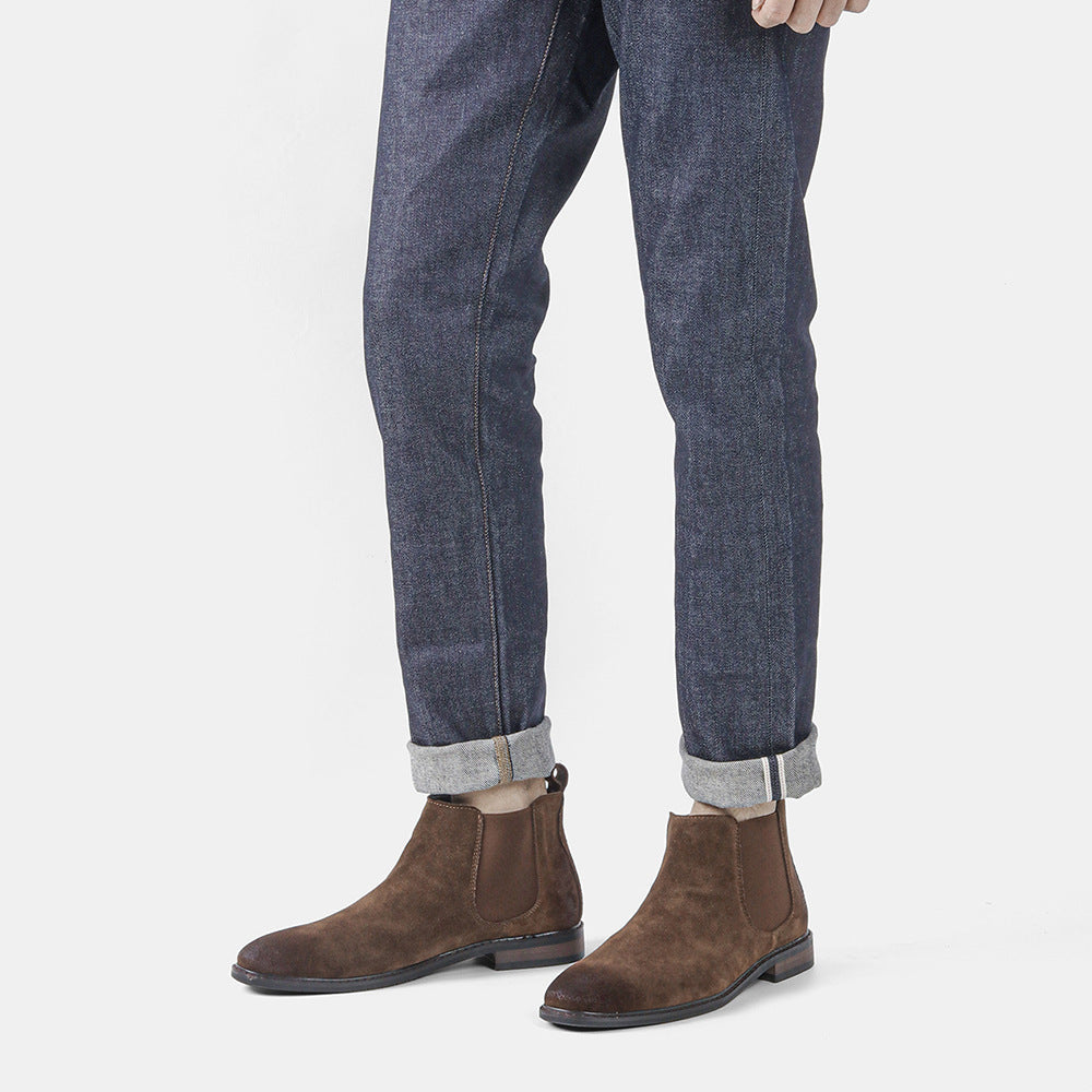 Boot Retro Casual Trend Mid-Cut Leather Boots High-Cut  Ankle Boots