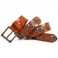 Unisex Men's And Women's Leather Belt With Rivets