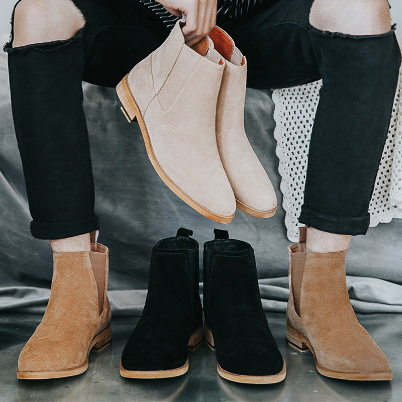 British short boots frosted suede men's boots