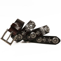 Unisex Men's And Women's Leather Belt With Rivets