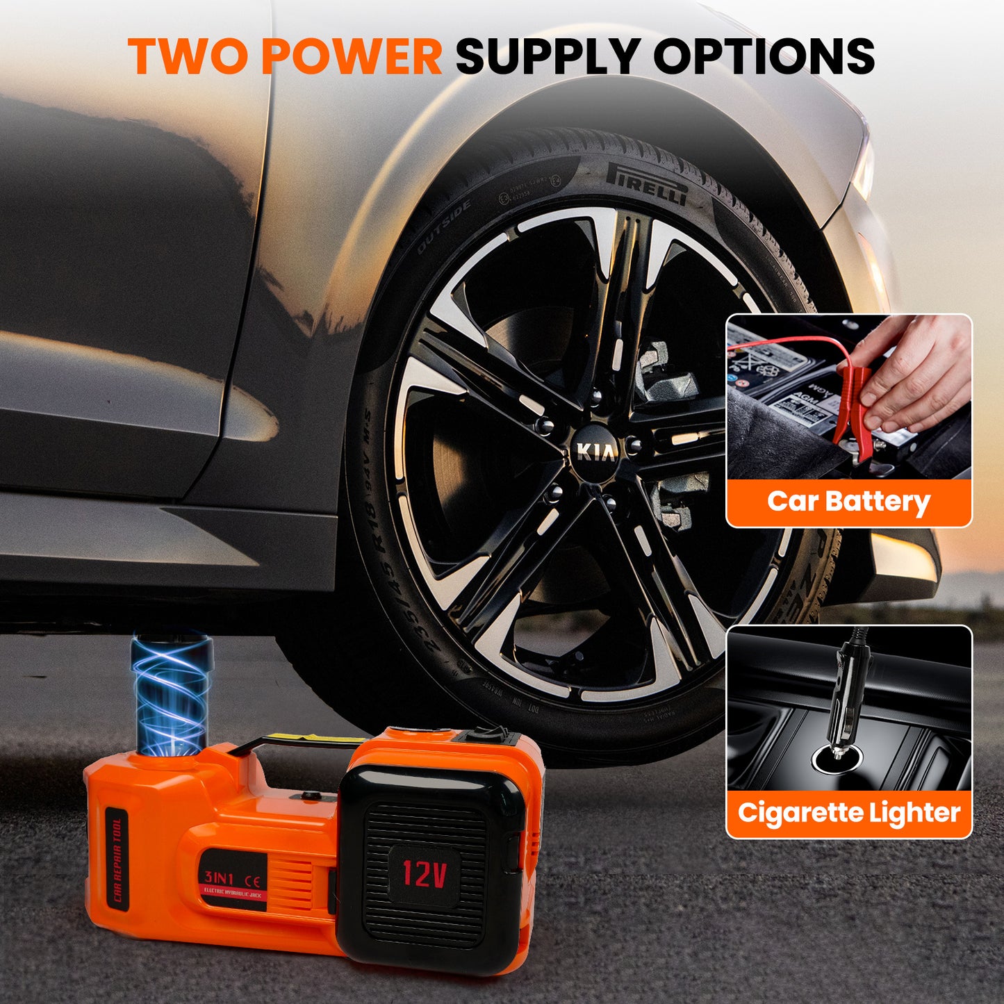 Electric Vehicle Jack Kit 11023 Lb Hydraulic Jack Lifter With Electric Impact Wrench, For SUV, MPV Sedan, Chrome Plated Vanadium Steel - Unusable Platform - Weifel-Temu