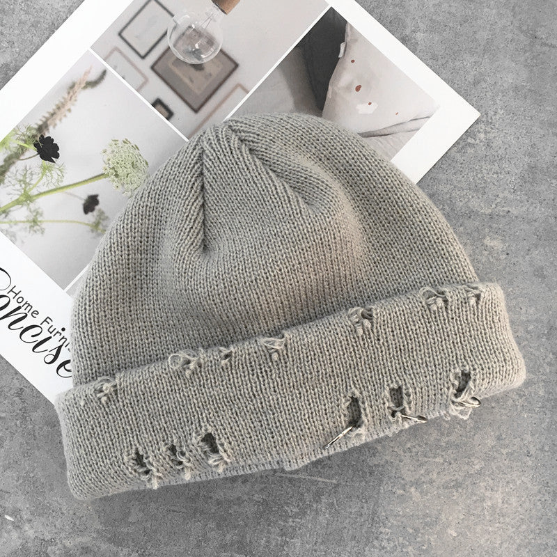 Men's And Women's Retro Ripped Knitted Landlord Hat