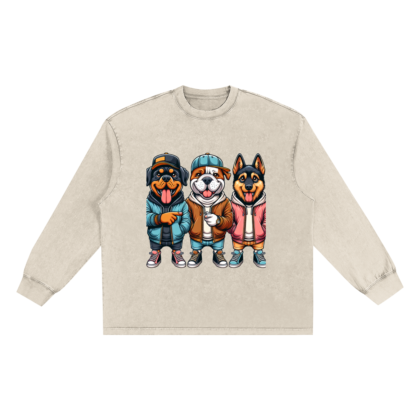 Snow Washed Oversize Long Sleeve T-shirt