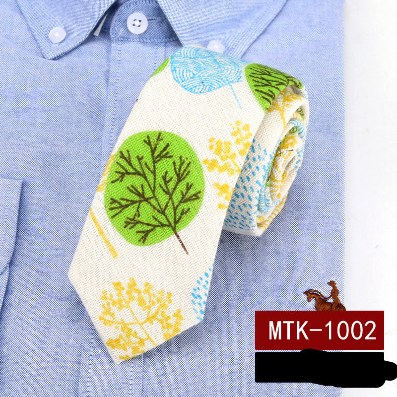 Cartoon cotton and linen tie