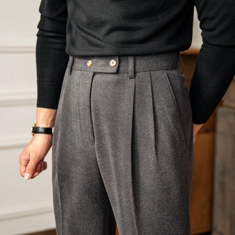 Autumn And Winter High Waist Woolen Casual Pants