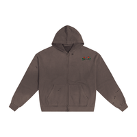 Hand-Frayed Sunfaded Zip-Up Hoodie