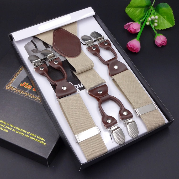 Men's Six Clip Suspenders Jacquard Suspenders