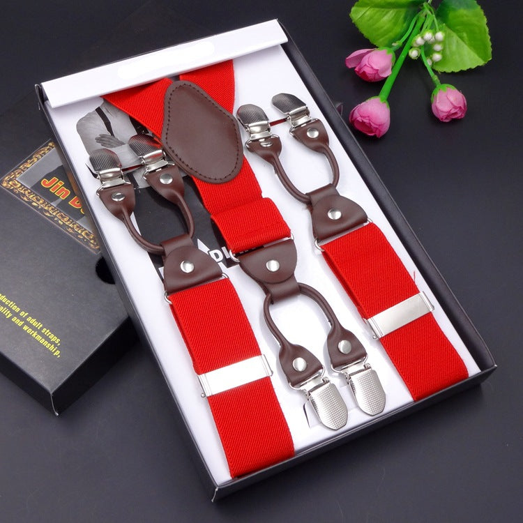 Men's Six Clip Suspenders Jacquard Suspenders