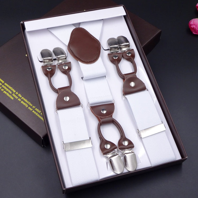 Men's Six Clip Suspenders Jacquard Suspenders