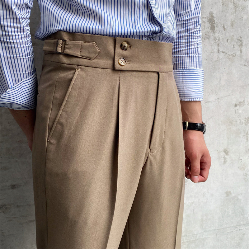 Men's Drape High Waist Straight Leg Pants Casual
