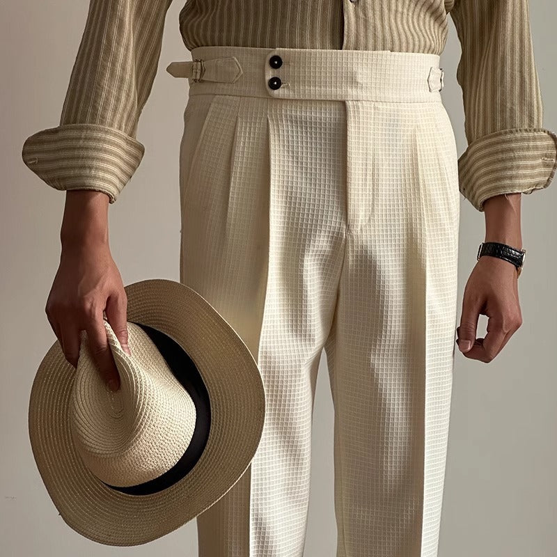 Waffle Straight Naples High Waist Suit Pants