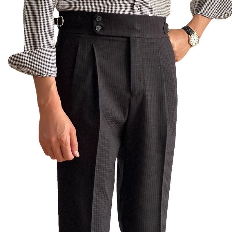 Waffle Straight Naples High Waist Suit Pants