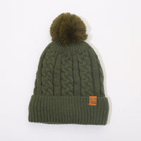 Fleece-lined Thickened Knitting Warm Men's And Women's Wool Hats With Fur Ball