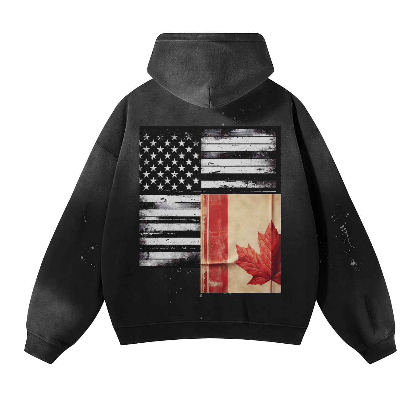 Vintage Wash Frayed Fleece Hoodie - 360 GSM