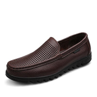 Business casual leather shoes hollow men's shoes large size set of toes first layer of cowhide leather shoes non-slip soft Leather shoes