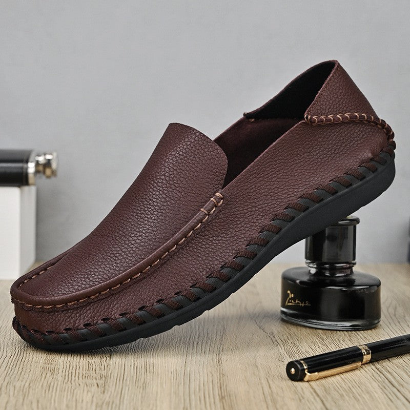 Business casual leather shoes hollow men's shoes large size set of toes first layer of cowhide leather shoes non-slip soft Leather shoes