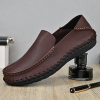 Business casual leather shoes hollow men's shoes large size set of toes first layer of cowhide leather shoes non-slip soft Leather shoes
