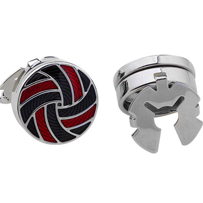 French Cufflinks High-end Business Style Round Electroplated White Steel American Shirt Cufflinks