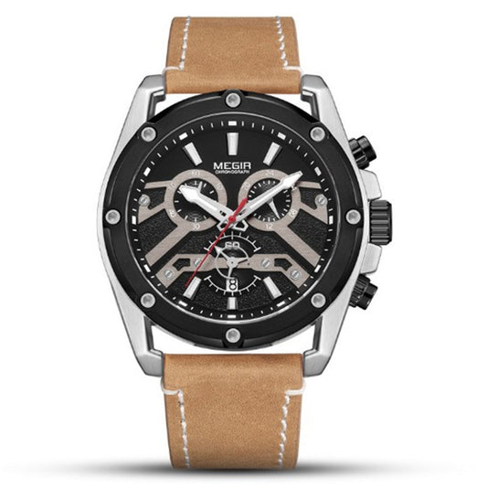 Men's Watch Multifunctional Sports Luminous Leather Watch
