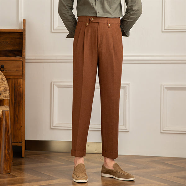 Cotton And Linen Thin Breathable Casual High Waist Straight Pants