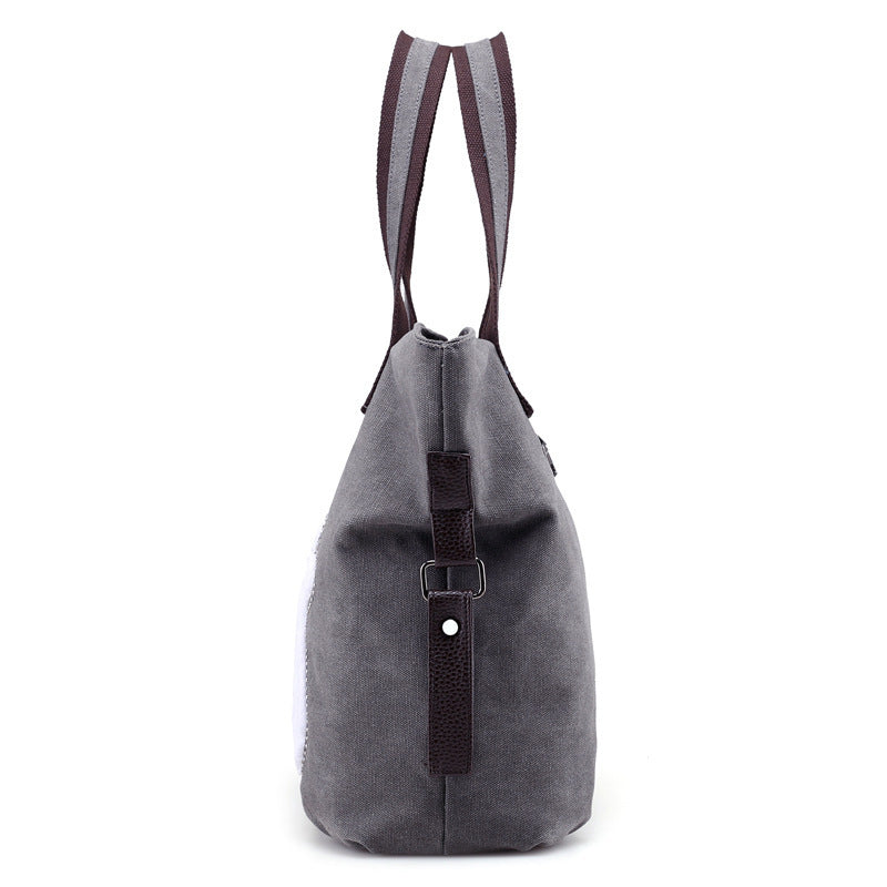 Cat Embroidered One-Shoulder Canvas Bag Lady