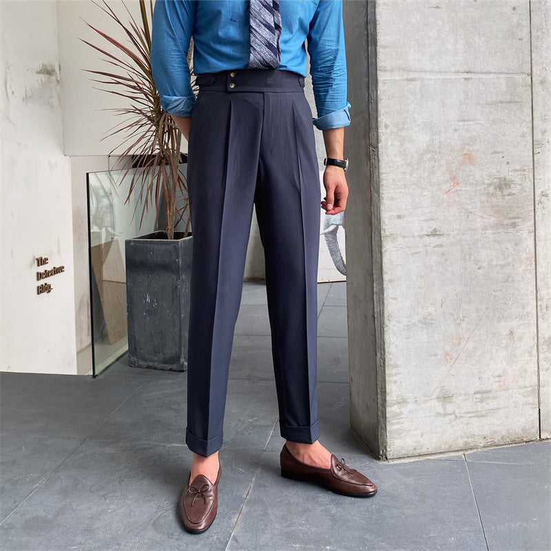 Men's Drape High Waist Straight Leg Pants Casual