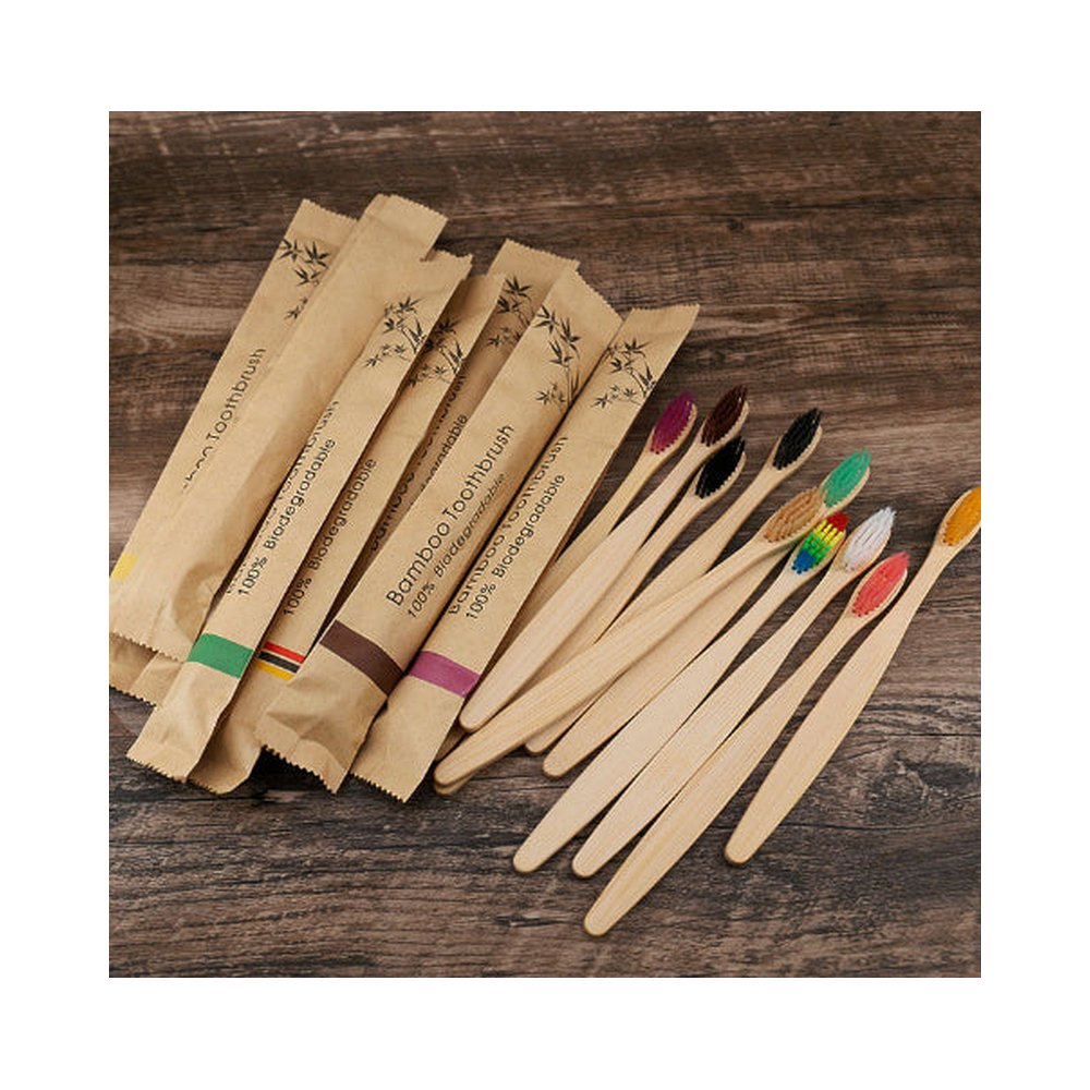 10Pcs Colorful Toothbrush Natural Bamboo Tooth Brush Set Soft Bristle Charcoal Teeth Eco Bamboo Toothbrushes Dental Oral Care