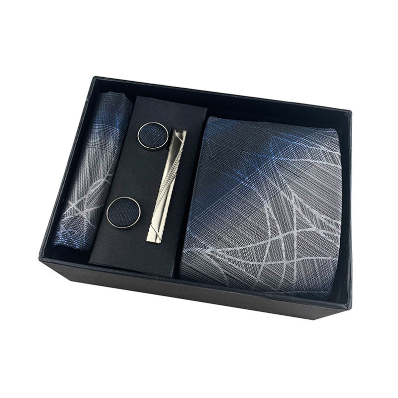 Paisley Men's Tie Square Cuff Tie Clip Gift Set Business Casual Tie Black Gift Box