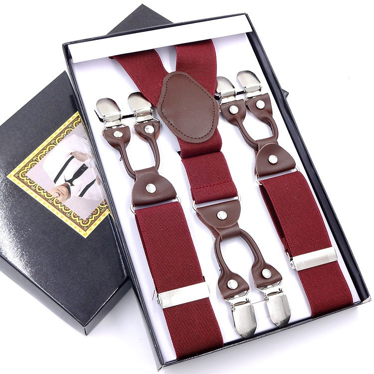 Men's Six Clip Suspenders Jacquard Suspenders